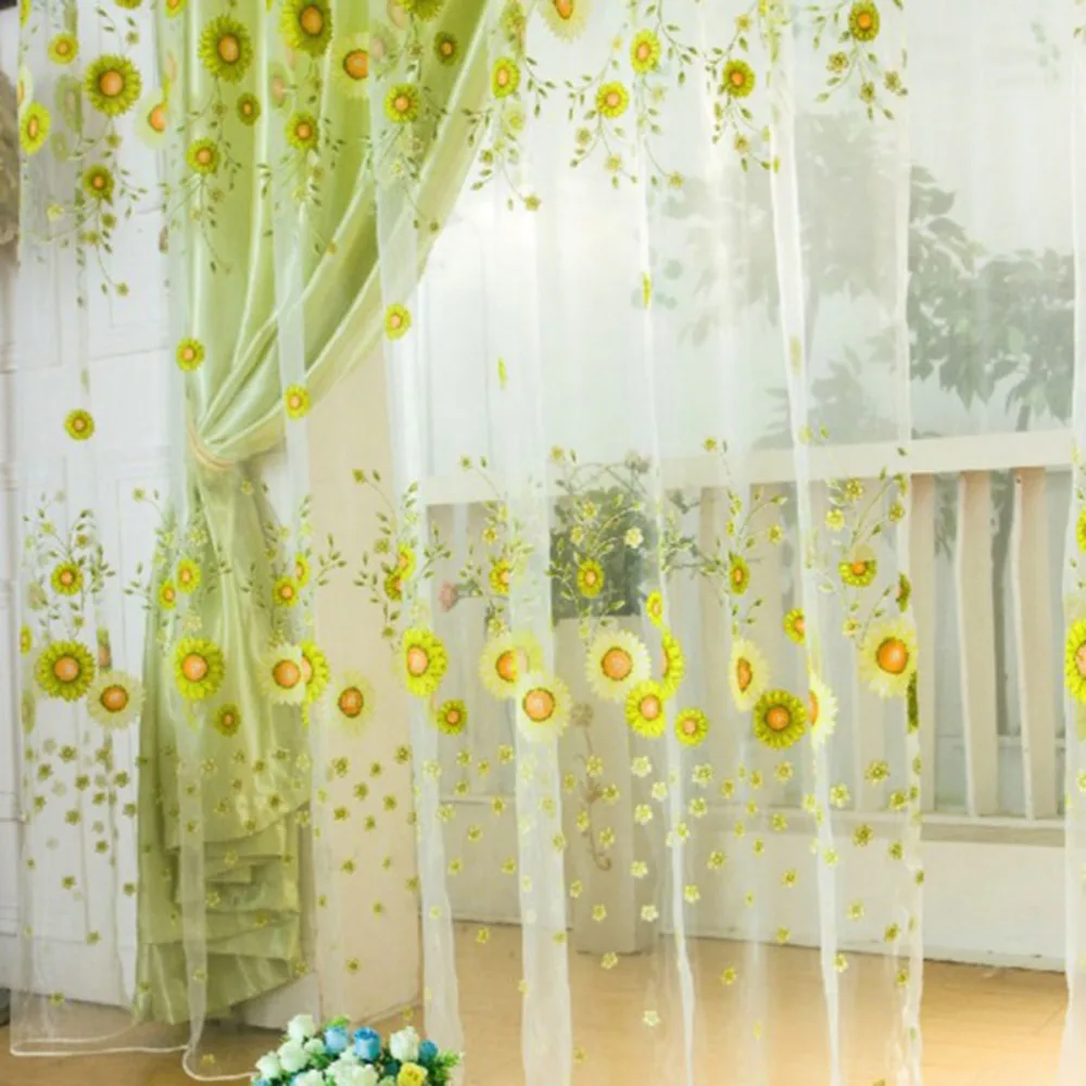 Pastoral Sunflower Tulle Voile Window Curtain Drape Panel Sheer Scarfs Valances Window Scarfs Home Textile
Pastoral Sunflower Tulle Voile Window Curtain Drape Panel Sheer Scarfs Valances Window Scarfs Home Textile