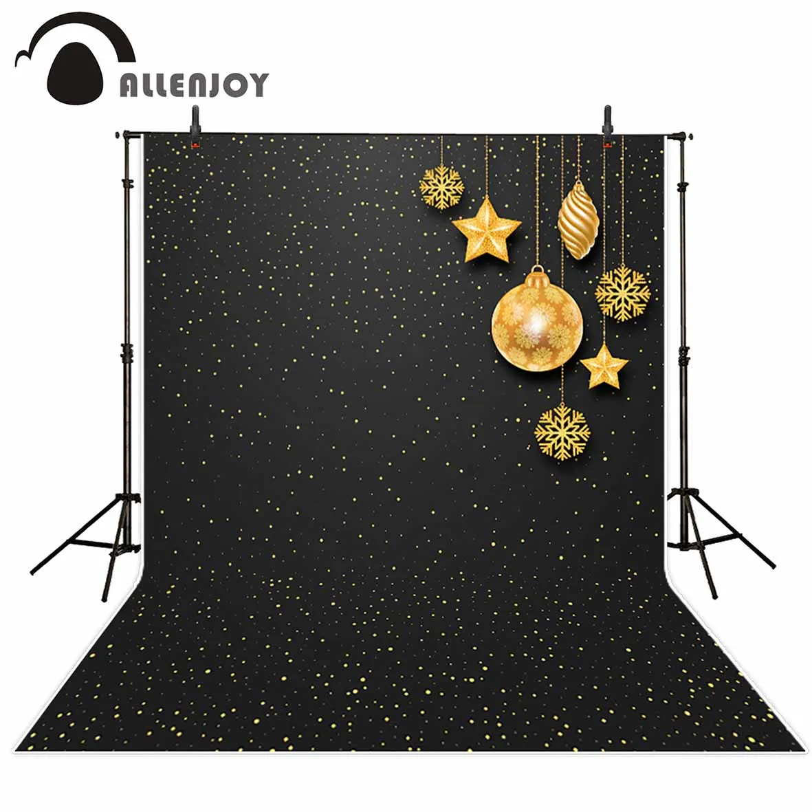 Allenjoy фон для фотосъемки с черными звездами золотыми шариками Рождественский