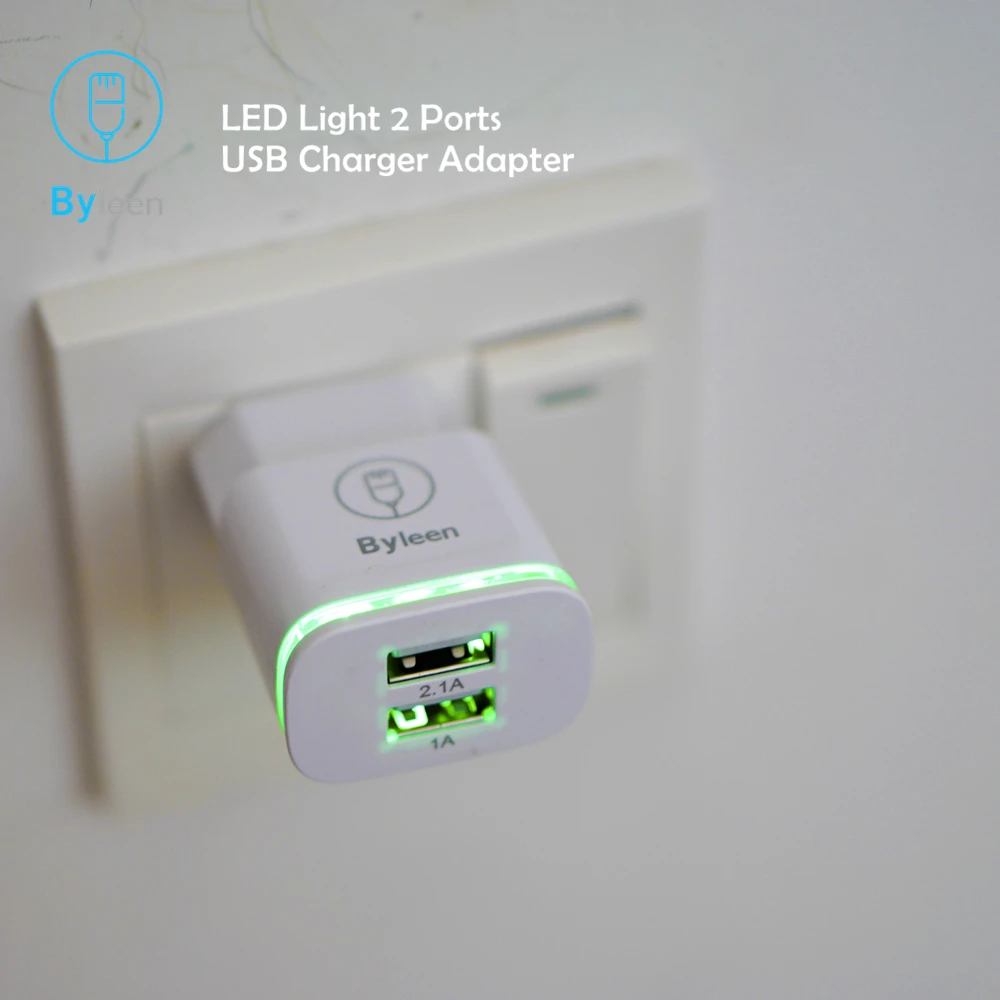 Byleen 5V 2.1a/1a 2 Ports USB Green LED Light EU Plug Fast Charging Charger Adapter For iPhone 5 6 7 8 5s 6s Plus X Xs Max Xr
Byleen 5V 2.1a/1a 2 Ports USB Green LED Light EU Plug Fast Charging Charger Adapter For iPhone 5 6 7 8 5s 6s Plus X Xs Max Xr