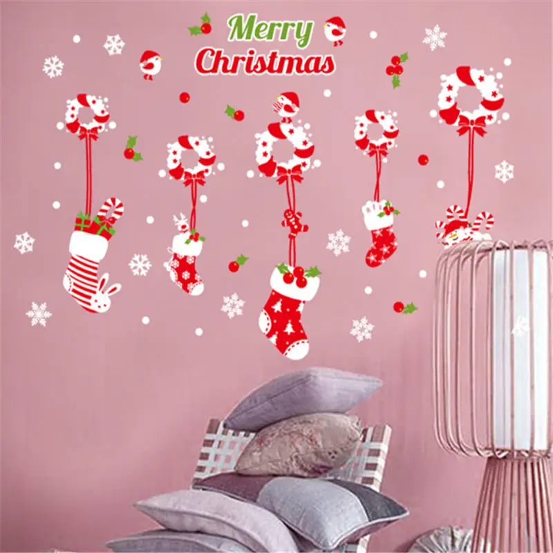 Christmas Decorations Wall Stickers Mall Glass Window Stickers Wreaths Decorate Gift socks Christmas Decoration Sticker
Christmas Decorations Wall Stickers Mall Glass Window Stickers Wreaths Decorate Gift socks Christmas Decoration Sticker