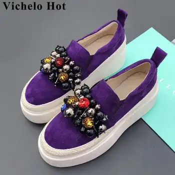 Vichelo Hot colorful beading decoration cute sweety girls vocation slip on loafers round toe kid suede vulcanized shoes L0f1
Vichelo Hot colorful beading decoration cute sweety girls vocation slip on loafers round toe kid suede vulcanized shoes L0f1