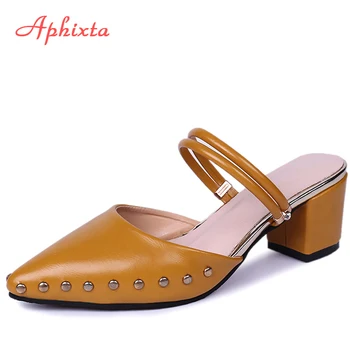 Aphixta 2019 Women Pointed toe Slippers Mules Sandals Flip Flops Slides Square Heel Shoes Metal Revits Summer Big Size 34-43
Aphixta 2019 Women Pointed toe Slippers Mules Sandals Flip Flops Slides Square Heel Shoes Metal Revits Summer Big Size 34-43