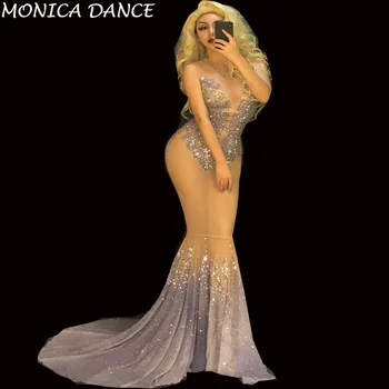 Women Sexy Sparkly Rhinestones See Through Dress Evening Party Birthday Celebrate Dress Bar Women Singer Costume Mesh Dress
Women Sexy Sparkly Rhinestones See Through Dress Evening Party Birthday Celebrate Dress Bar Women Singer Costume Mesh Dress