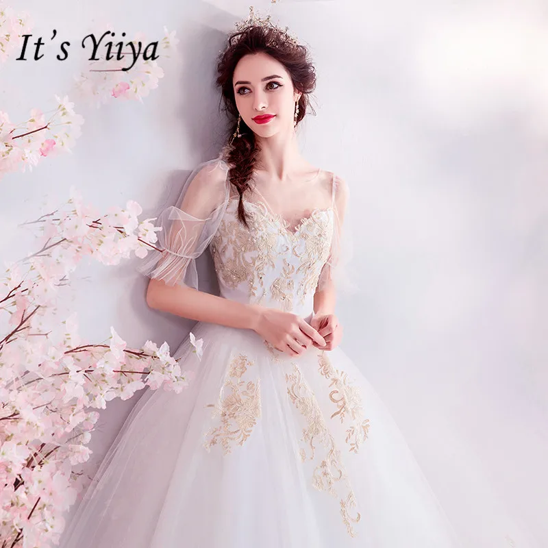 It's YiiYa O-neck Wedding Dress Puff Sleeve Pearls Beading Backless Long Brides Dresses Flowers Lace Illusion wedding gowns E143
It's YiiYa O-neck Wedding Dress Puff Sleeve Pearls Beading Backless Long Brides Dresses Flowers Lace Illusion wedding gowns E143