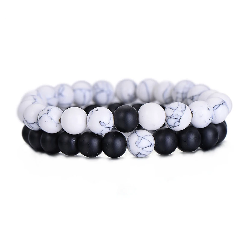 Amazon Hot Selling 2Pcs/Set Couple Bracelet Classic Natural Stone White Black Yin Yang Beaded Distance Bracelets for Men Women
Amazon Hot Selling 2Pcs/Set Couple Bracelet Classic Natural Stone White Black Yin Yang Beaded Distance Bracelets for Men Women