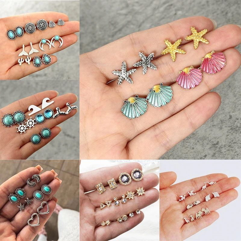 HuaTang Boho Waterdrop Shell Colorful Rhinestone Earring Set for Women Girl Geometric Heart Star Moon Earrings Brincos Jewelry
HuaTang Boho Waterdrop Shell Colorful Rhinestone Earring Set for Women Girl Geometric Heart Star Moon Earrings Brincos Jewelry