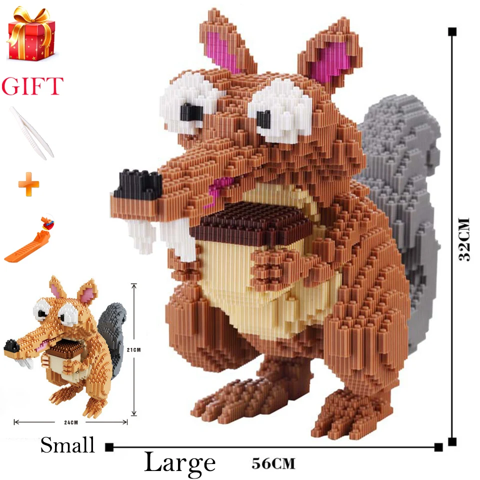 1PC Classic Cartoon Scrat Acorn Large Size Building Blocks Animal Toy Educational Squirrel Assemable Bricks Children Model Gifts
1PC Classic Cartoon Scrat Acorn Large Size Building Blocks Animal Toy Educational Squirrel Assemable Bricks Children Model Gifts