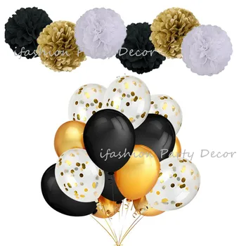 Black Gold White Table&Wall Party Decorations Kit Tissue Paper Pompoms Balloons Birthday Celebrations Wedding Graduation Decor
Black Gold White Table&Wall Party Decorations Kit Tissue Paper Pompoms Balloons Birthday Celebrations Wedding Graduation Decor