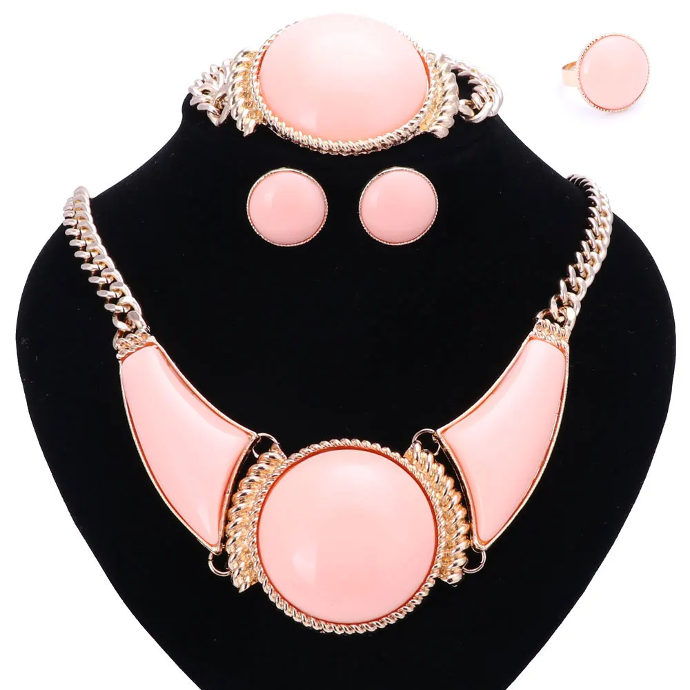 Women Party Bridal Fine African Beads Jewelry Sets For Wedding Dress Accessories Pink Resin Gem Necklace Earrings Rings Sets
Women Party Bridal Fine African Beads Jewelry Sets For Wedding Dress Accessories Pink Resin Gem Necklace Earrings Rings Sets