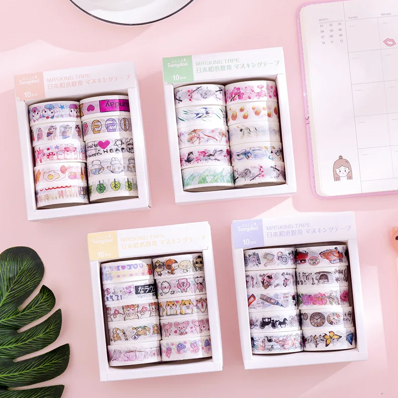 10 pcs/box Cartoon Animal Washi Tape Set Decoration Sticker Scrapbooking Diary Adhesive Masking Tape stationery school supplies
10 pcs/box Cartoon Animal Washi Tape Set Decoration Sticker Scrapbooking Diary Adhesive Masking Tape stationery school supplies