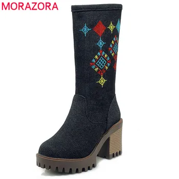 MORAZORA 2020 new arrival mid calf boots women round toe autumn winter boots top quality denim platform shoes woman black
MORAZORA 2020 new arrival mid calf boots women round toe autumn winter boots top quality denim platform shoes woman black