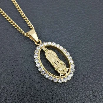 Hip Hop Iced Out Virgin Mary Necklaces Pendants Gold Color Stainless Steel Chain For Women Christian Jewelry Madonna XL1145D
Hip Hop Iced Out Virgin Mary Necklaces Pendants Gold Color Stainless Steel Chain For Women Christian Jewelry Madonna XL1145D