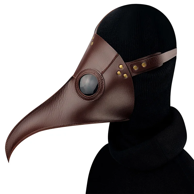 

Corzzet Vintage Black PU Leather Steampunk Plague Doctor Mask Faux Leather Birds Beak Masks Halloween Art Cosplay Carnaval Props