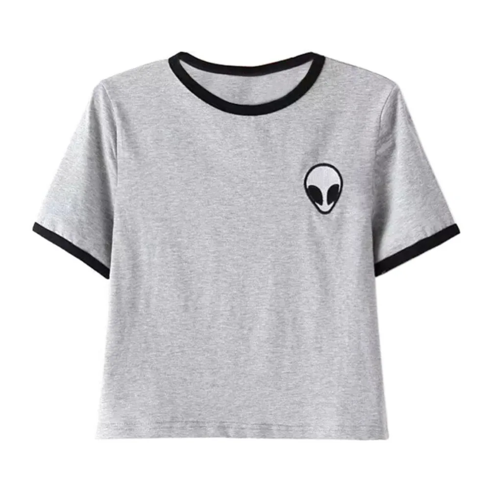 Women Hipster Harajuku Cute Stripe Short Sleeve Cotton Tshirts Crop Top Tee Alien Embroidery T Shirt cropped feminino women tops
Women Hipster Harajuku Cute Stripe Short Sleeve Cotton Tshirts Crop Top Tee Alien Embroidery T Shirt cropped feminino women tops
