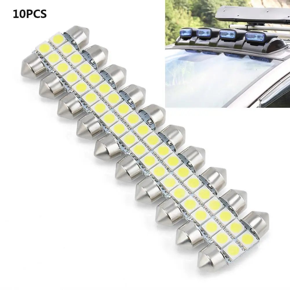 Белый 10 шт. 5050 4smd 4 smd 31 мм C5W светодиодный микро-общая Автомобильная гирлянда для