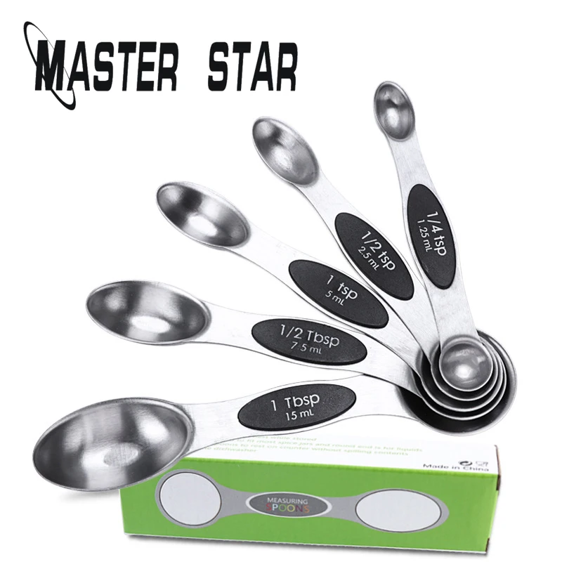 Master Star Stainless Steel 5 Pcs/Set Double Measuring Spoon Seasoning Spoon Baking Scale Measuring Spoon Magnetic Absorption
Master Star Stainless Steel 5 Pcs/Set Double Measuring Spoon Seasoning Spoon Baking Scale Measuring Spoon Magnetic Absorption