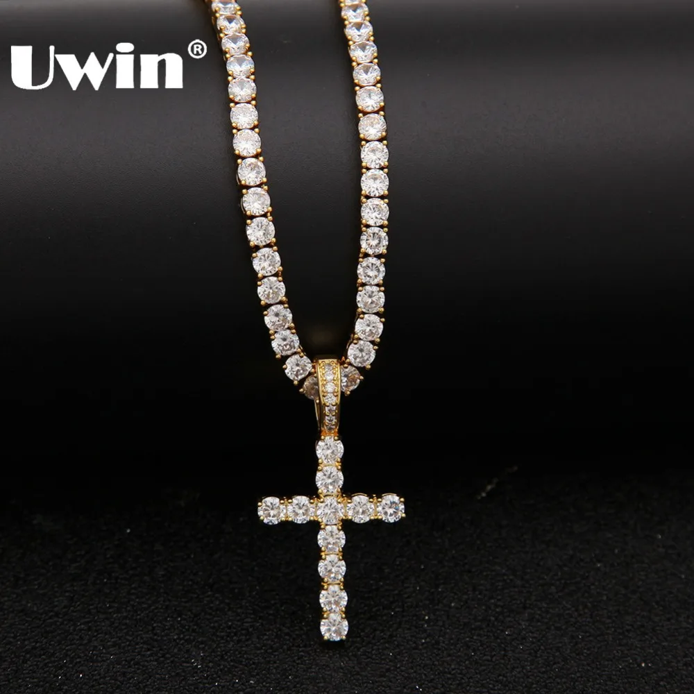 Uwin Cubic Zirconia Cross Pendant With 4mm CZ Tennis Chains Necklace For Men Gold Silver Hiphop Jewelry Wholesale Drop Shipping
Uwin Cubic Zirconia Cross Pendant With 4mm CZ Tennis Chains Necklace For Men Gold Silver Hiphop Jewelry Wholesale Drop Shipping