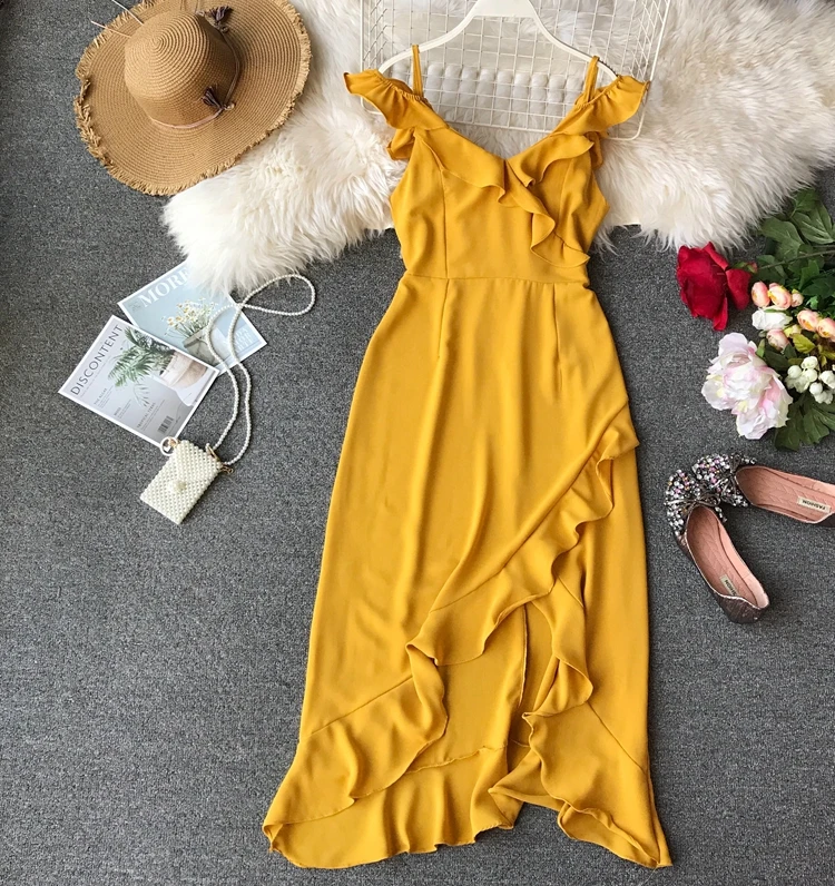 Women's New Summer High Waist Ruffle Irregular Solid Color Casual Dress Lady Sexy Elegant Vestidos E165
Women's New Summer High Waist Ruffle Irregular Solid Color Casual Dress Lady Sexy Elegant Vestidos E165