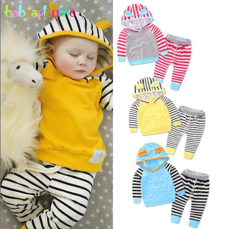 2Piece Spring Baby Boys Girls Outfits Casual Cotton Hooded T-shirt+Stripe Pants Kids Clothes For Newborn Clothing Sets BC1821-1
2Piece Spring Baby Boys Girls Outfits Casual Cotton Hooded T-shirt+Stripe Pants Kids Clothes For Newborn Clothing Sets BC1821-1