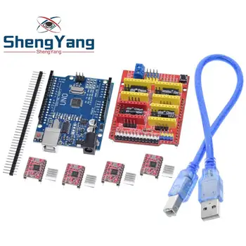 

cnc shield V3 engraving machine 3D Printe+ 4pcs A4988 driver expansion board for Arduino + UNO R3 with USB cable