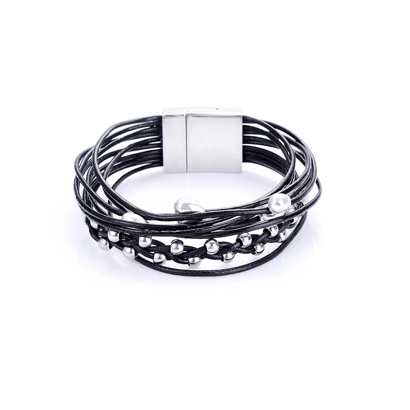 New Trendy Heart Charm Alloy CCB Beads Multilayer Geniune Leather Cord Magnetic Clasp Bracelets Bangles Women and Men Jewelry
New Trendy Heart Charm Alloy CCB Beads Multilayer Geniune Leather Cord Magnetic Clasp Bracelets Bangles Women and Men Jewelry