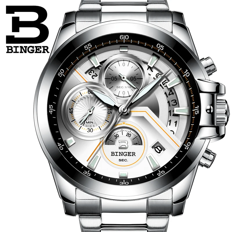 New Men's Watch Luxury Top Brand BINGER Big Dial Designer Chronograph Water Resistant stainless quartz Wristwatches B-9016-2
New Men's Watch Luxury Top Brand BINGER Big Dial Designer Chronograph Water Resistant stainless quartz Wristwatches B-9016-2