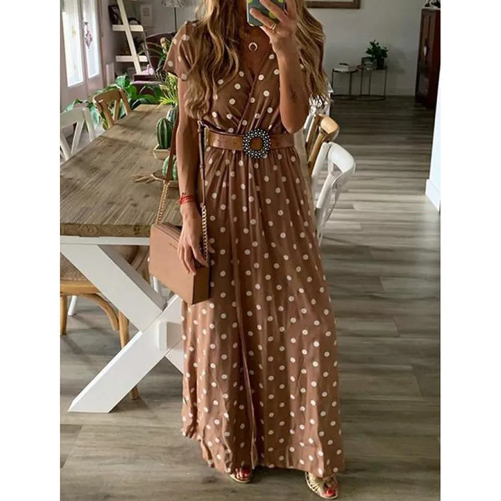 2019 Long Dress V Neck Women Maix Dress Boho Dot Print Casual Loose Dress Short Sleeve Beath Dress Summer
2019 Long Dress V Neck Women Maix Dress Boho Dot Print Casual Loose Dress Short Sleeve Beath Dress Summer