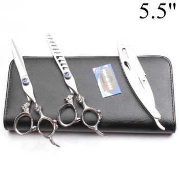 3Pcs 5.5" 6" JP 440C Engraving Logo Barber Scissors Hairstyle Cutting Scissors Thinning Shears Hair Scissors Razor Add Bag C9107
3Pcs 5.5" 6" JP 440C Engraving Logo Barber Scissors Hairstyle Cutting Scissors Thinning Shears Hair Scissors Razor Add Bag C9107