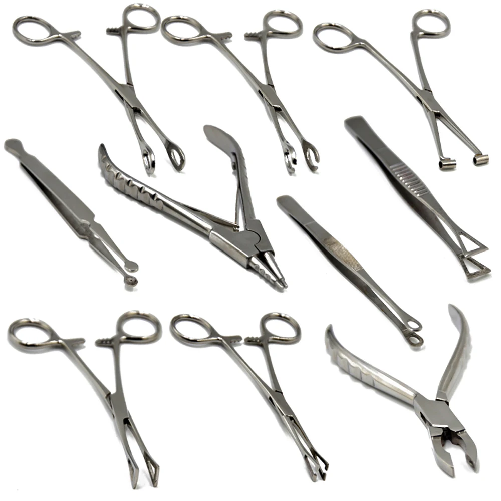 

1Pc Surgical Steel Opening Closing Needle Ball Clamp Plier Different Open shape Tweezers Piercing Professional Puncture Tool