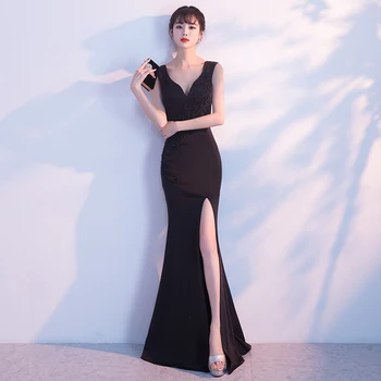 Black Sexy Deep V-Neck High Split Mermaid Evening Dress Criss-Cross Straps Back Formal Evening Party Dresses Robe De Soiree
Black Sexy Deep V-Neck High Split Mermaid Evening Dress Criss-Cross Straps Back Formal Evening Party Dresses Robe De Soiree