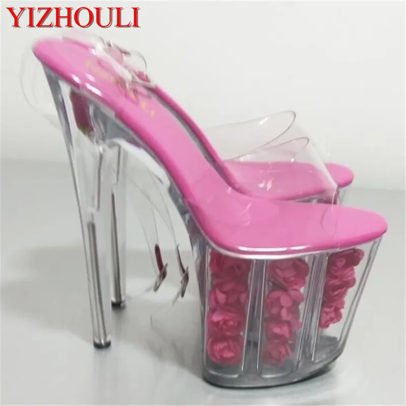 

The new special bride wedding shoes rose at the end of the ultra high heels, 20cm thick bottom heels sandals Dance Shoes