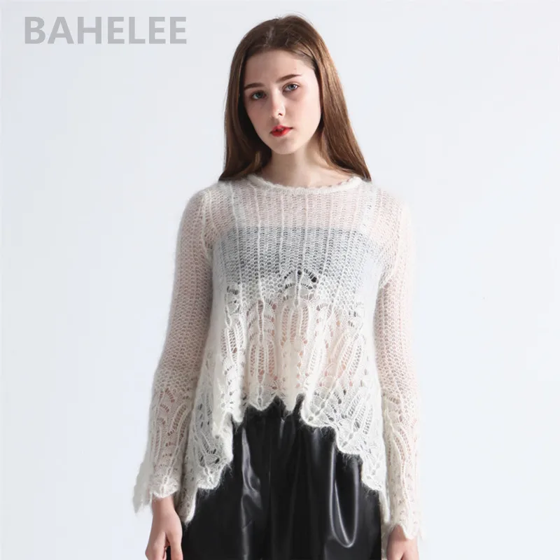 BAHTLEE-Women's Mohair Knitted Pullovers, O-Neck, Hollowing Out Sweater, Long Sleeves, Wool Jumper, Lazy Style, Spring, Autumn
BAHTLEE-Women's Mohair Knitted Pullovers, O-Neck, Hollowing Out Sweater, Long Sleeves, Wool Jumper, Lazy Style, Spring, Autumn