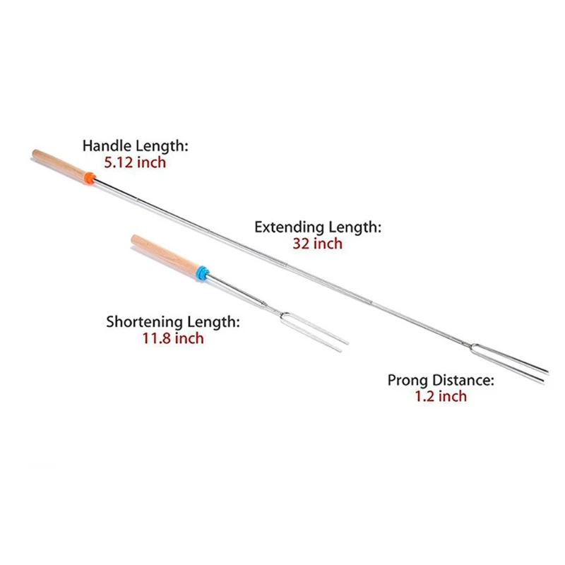 1PC Stainless Steel Barbecue Fork Adjustable Wooden Handle BBQ Marshmallow Roasting Stick Extending Roaster Telescoping BBQ Tool
1PC Stainless Steel Barbecue Fork Adjustable Wooden Handle BBQ Marshmallow Roasting Stick Extending Roaster Telescoping BBQ Tool