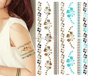 4sheets 21x15cm fake fashion flower arm chain Balck Gold and Blue Metallic tattoo Temporary Flash Tattoo Turquoise high quality
4sheets 21x15cm fake fashion flower arm chain Balck Gold and Blue Metallic tattoo Temporary Flash Tattoo Turquoise high quality