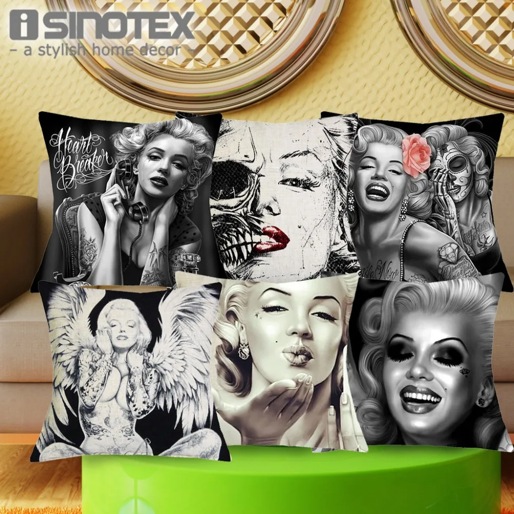 1 Pcs 43*43cm Sexy Marilyn Monroe Cushions Linen Cushion Cover Creative Tattoo Skull Pillow For Living Room Bed Room
1 Pcs 43*43cm Sexy Marilyn Monroe Cushions Linen Cushion Cover Creative Tattoo Skull Pillow For Living Room Bed Room