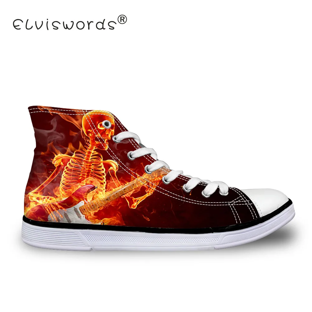 ELVISWORDS Skull Printing Men Vulcanize Shoes Teenagers Guitar Pattern Punk Style Flat Shoes for Students High Top Canvas Shoes 
ELVISWORDS Skull Printing Men Vulcanize Shoes Teenagers Guitar Pattern Punk Style Flat Shoes for Students High Top Canvas Shoes