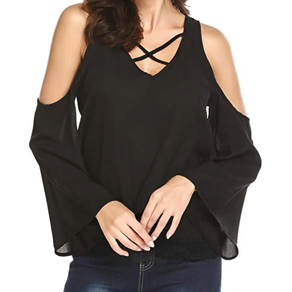 Womens Tops and Blouses Autumn 2018 Chiffon Gothic Could Shoulder Long Sleeve Shirts Tunic Flare Sleeve Ladies Top Clothes
Womens Tops and Blouses Autumn 2018 Chiffon Gothic Could Shoulder Long Sleeve Shirts Tunic Flare Sleeve Ladies Top Clothes