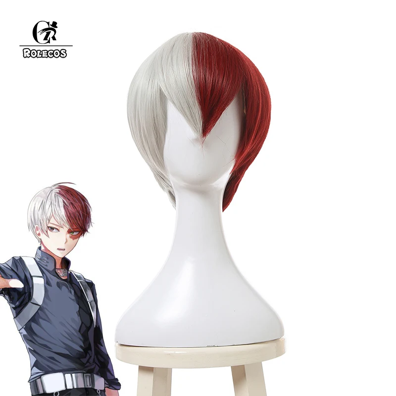 Головные уборы ROLECOS MHA для косплея Аниме Косплей Todoroki Shoto мужские волосы 30 см/11 81