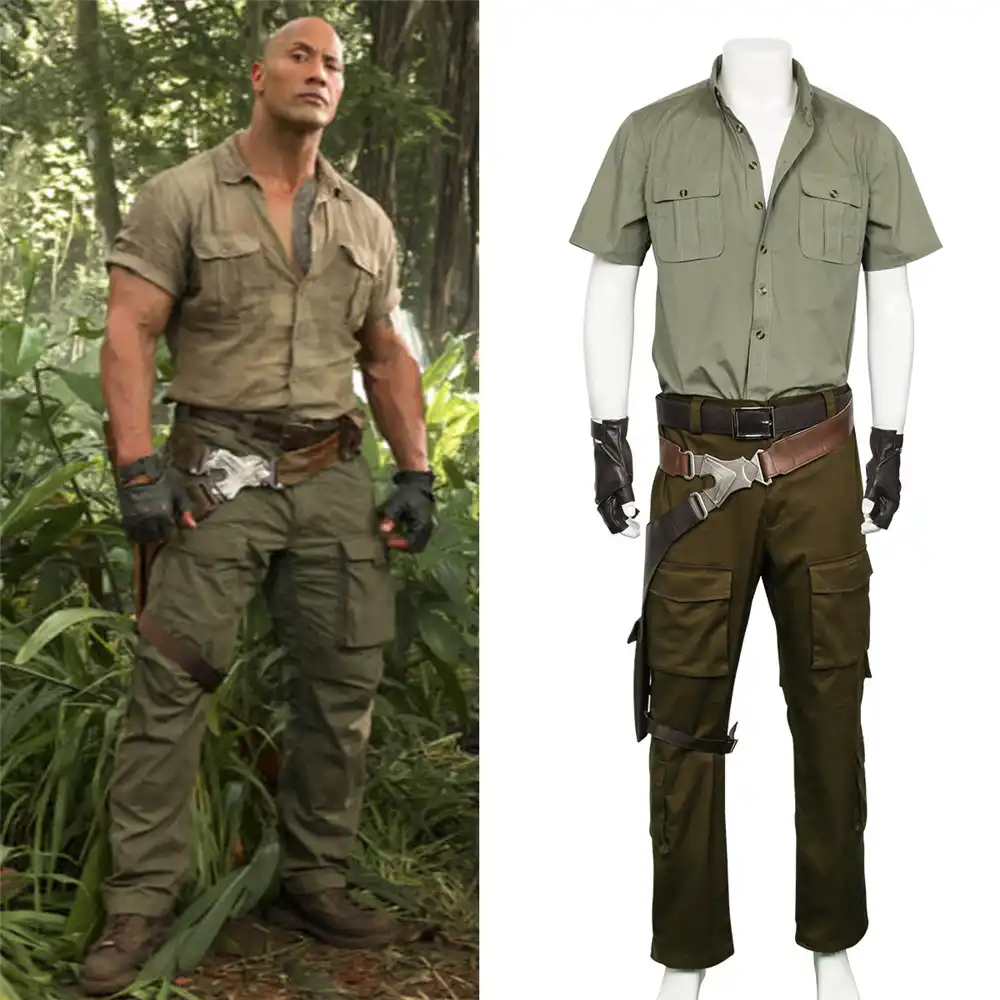 Jumanji مرحبا بكم في الغابة تأثيري سبنسر زي هالوين عيد الميلاد لعبة تأثيري الكبار الرجال زي الجيش موحدة مجموعة كاملة Movie Tv Costumes Zawem