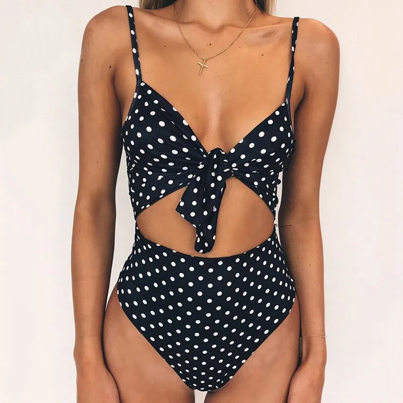 Sexy Retro Dot Front Knot Tie Trikini Cut Out High Waist Swim Bathing Suit Monokini Push Up Swimwear Women One Piece Swimsuit
Sexy Retro Dot Front Knot Tie Trikini Cut Out High Waist Swim Bathing Suit Monokini Push Up Swimwear Women One Piece Swimsuit