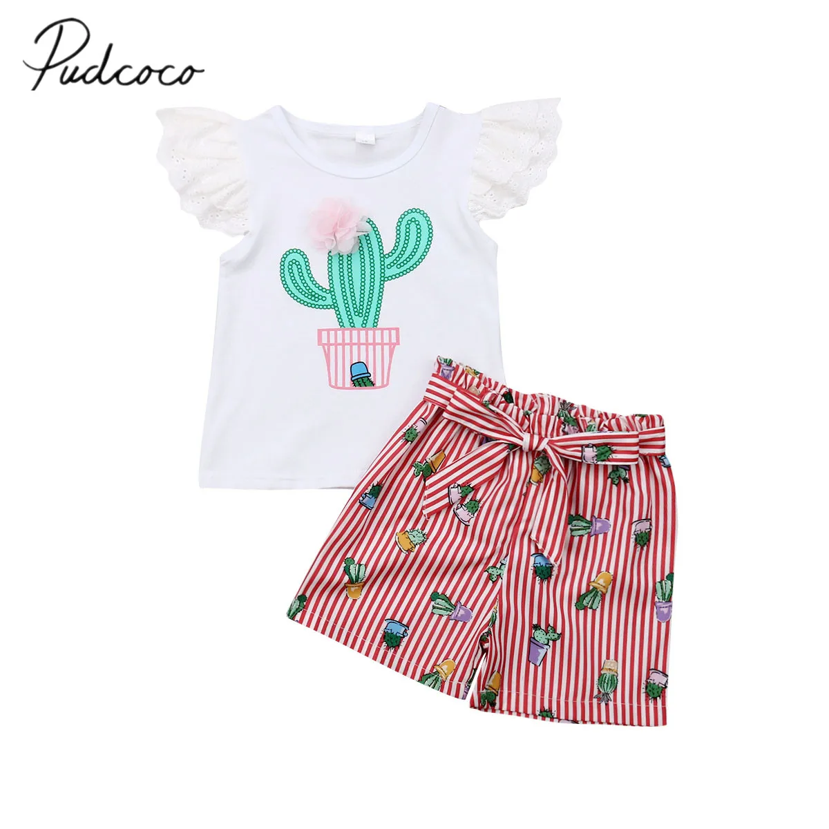 2019 Baby Summer Clothing Toddler Kids Baby Girl Clothes Lace Cactus Tops Shirts Stripe Short Sash Pants 2Pcs Set Outfits 1-5T
2019 Baby Summer Clothing Toddler Kids Baby Girl Clothes Lace Cactus Tops Shirts Stripe Short Sash Pants 2Pcs Set Outfits 1-5T