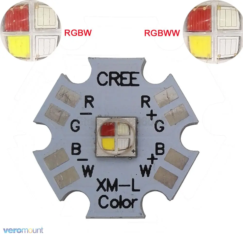 

5pcs/lot! Cree XLamp XM-L XML RGBW RGB White or RGB Warm White Color 12W High Power LED Emitter 4-Chip 20mm Star PCB Board