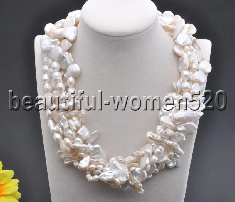 Z7749 5Strands white baroque & coin & biwa & Ricefreshwater pearl necklace 19inch
Z7749 5Strands white baroque & coin & biwa & Ricefreshwater pearl necklace 19inch
