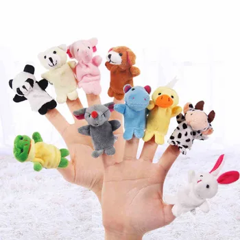 10pcs/Lot Cartoon Animal Velvet Finger Puppet Finger Doll
