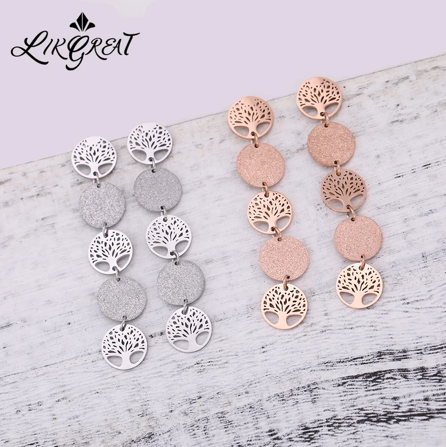 LIKGREAT Gold Stainless Steel Earrings for Women Tree of Life Vintage Jewelry Multi Round Drop Dangle Earrings Aretes 2019
LIKGREAT Gold Stainless Steel Earrings for Women Tree of Life Vintage Jewelry Multi Round Drop Dangle Earrings Aretes 2019