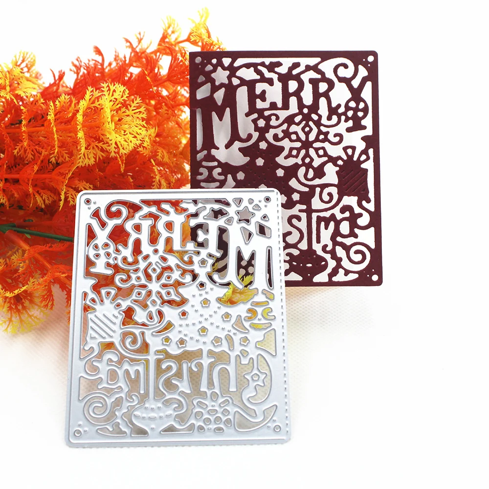 Merry Christmas Die Cutter Metal Stencil Cutting Dies DIY Scrap Booking Card Die Christmas Stamps and Dies for Card Making Craft