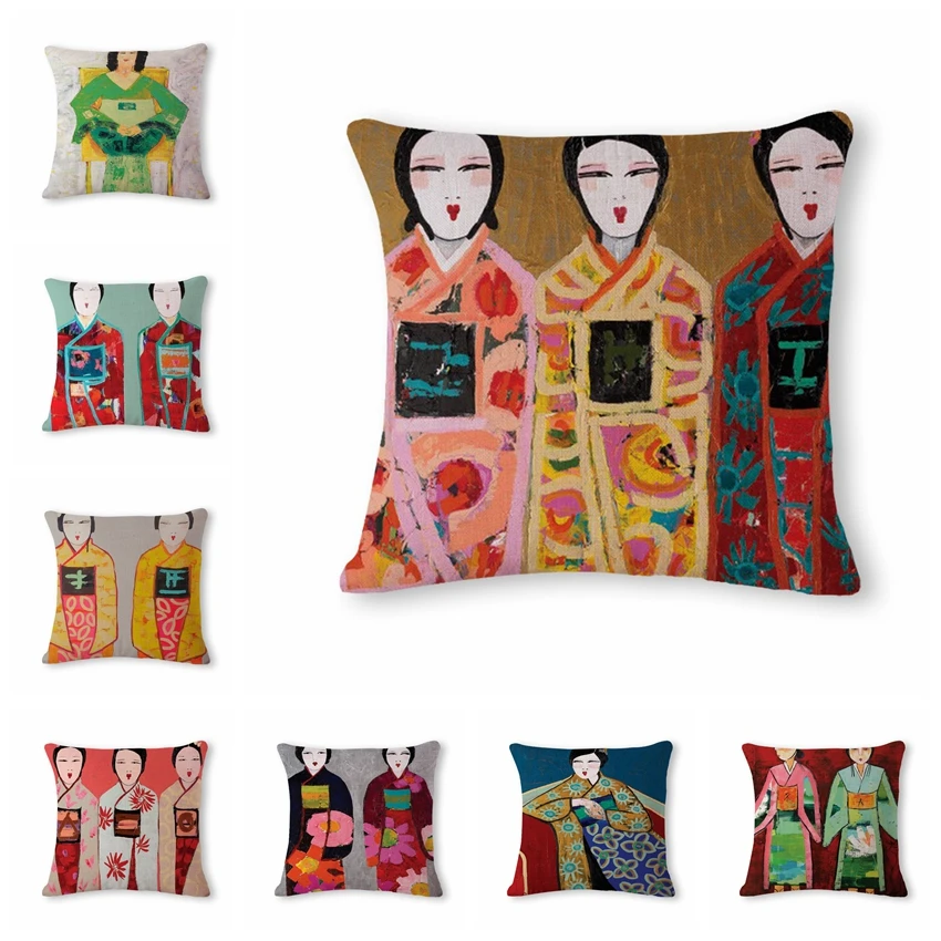 Watercolor Geisha Cushion Cover Print Linen Affection Sofa Car Seat Family Home Decorative Throw Pillow Case Housse De Coussin
Watercolor Geisha Cushion Cover Print Linen Affection Sofa Car Seat Family Home Decorative Throw Pillow Case Housse De Coussin