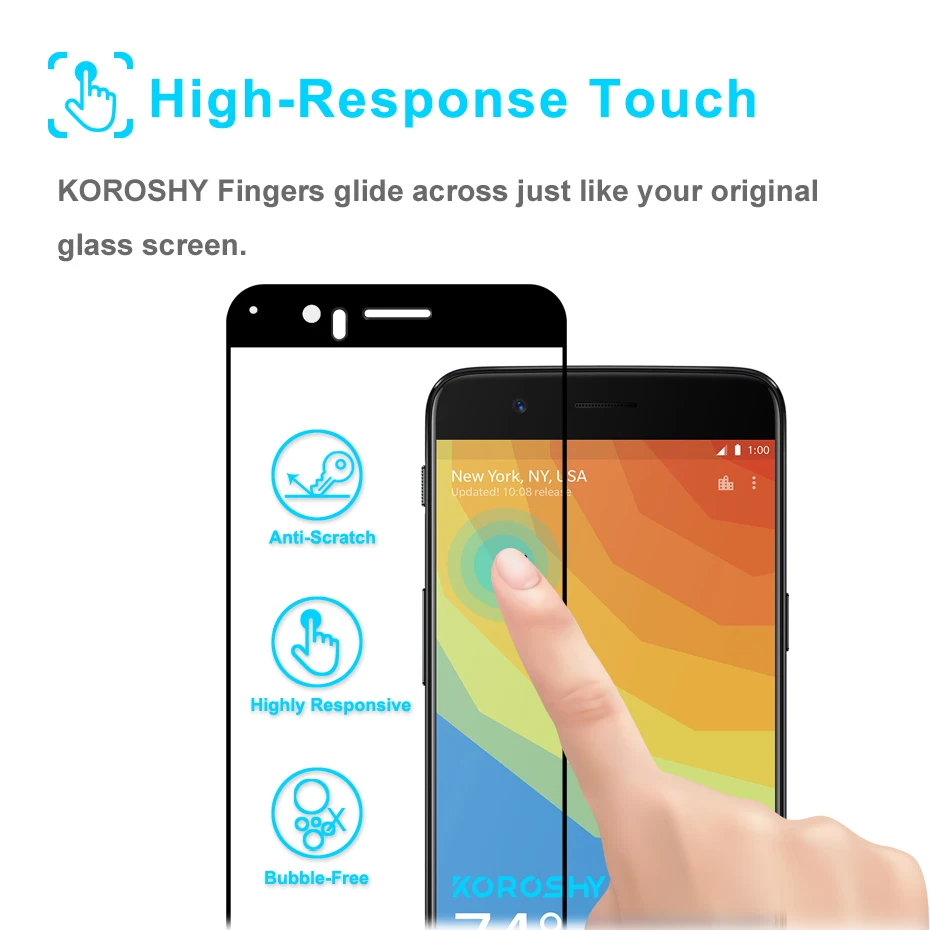 KOROSHY Full Cover Tempered Glass for OnePlus 5 Five OnePlus5 One Plus 5 1+5 Pro Prime Screen Protector Anti-Scratch Glass Film (5)