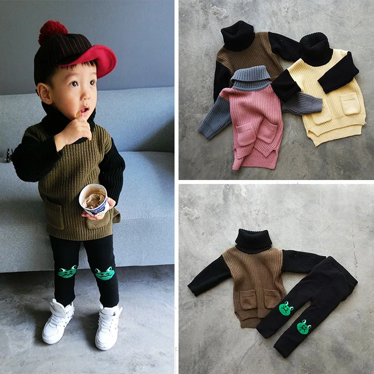Children Kids Pullover Knitting Turtleneck Warm Baby Boy Girls Sweater Outerwear