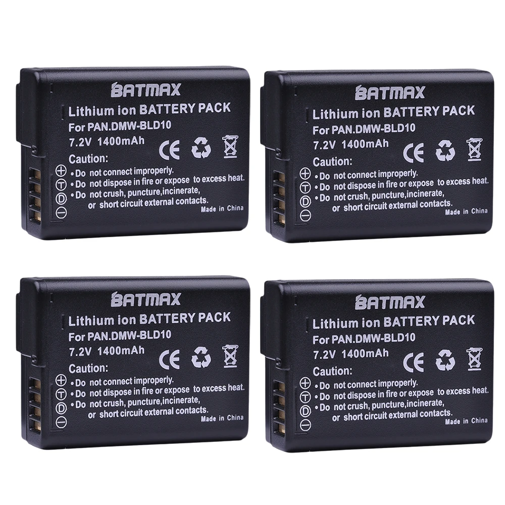 4Pcs 1400mAh DMW-BLD10E DMW BLD10E Batteries for Panasonic DMW-BLD10 DMW-BLD10PP Lumix DMC-G3 DMC-GF2 DMC-GX1 | Электроника